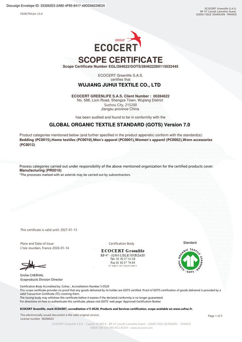GOTS scope certificate, licence 00284622